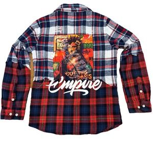 Kleep Flannel Shirt Long Sleeve Plaid Grunge Punk Art to Wear Youth 9/10 Medium
